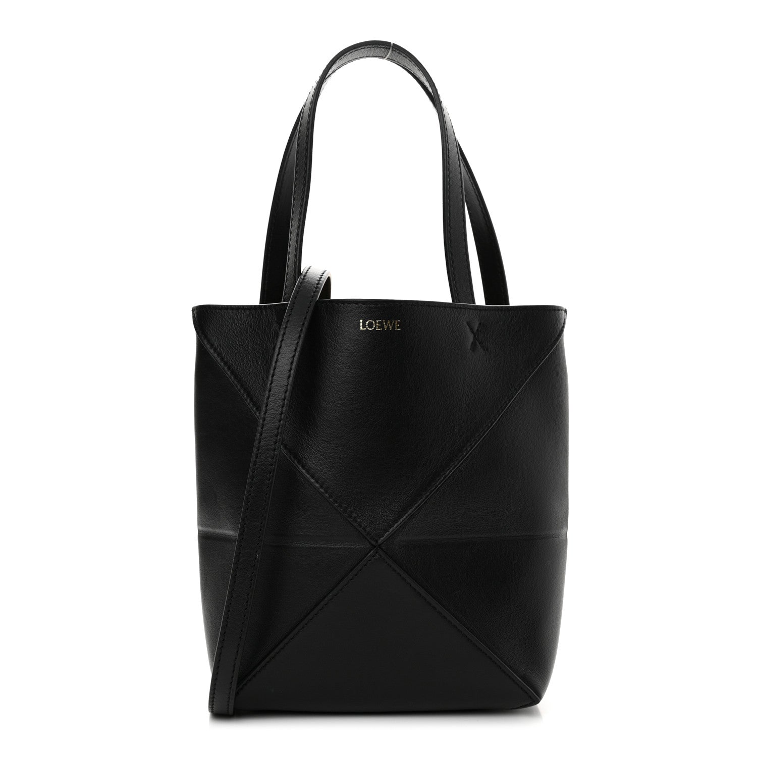 Loewe Shiny Calfskin Mini Puzzle Fold Tote Black 1 of 10