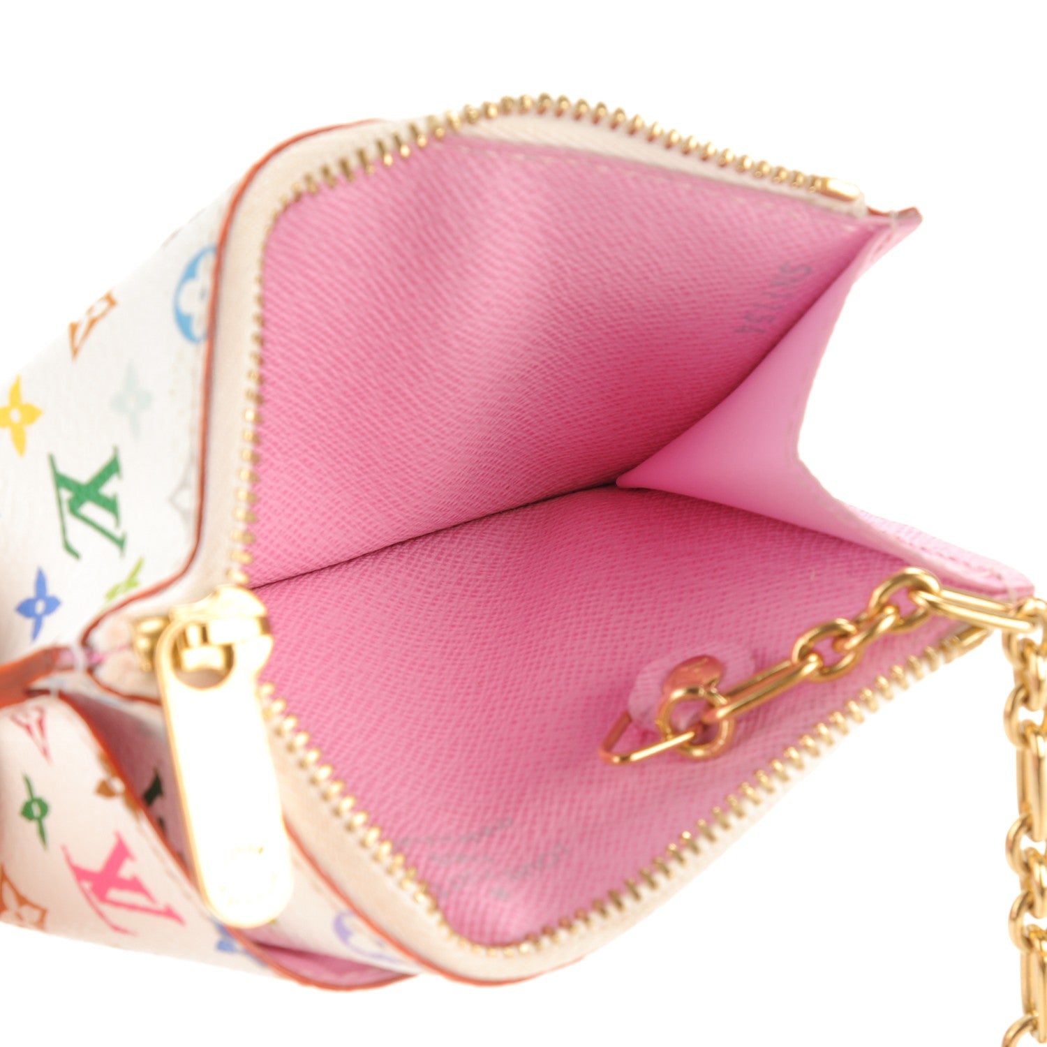 Louis Vuitton Monogram Multicolor Key Pouch White Litchi 5 of 6