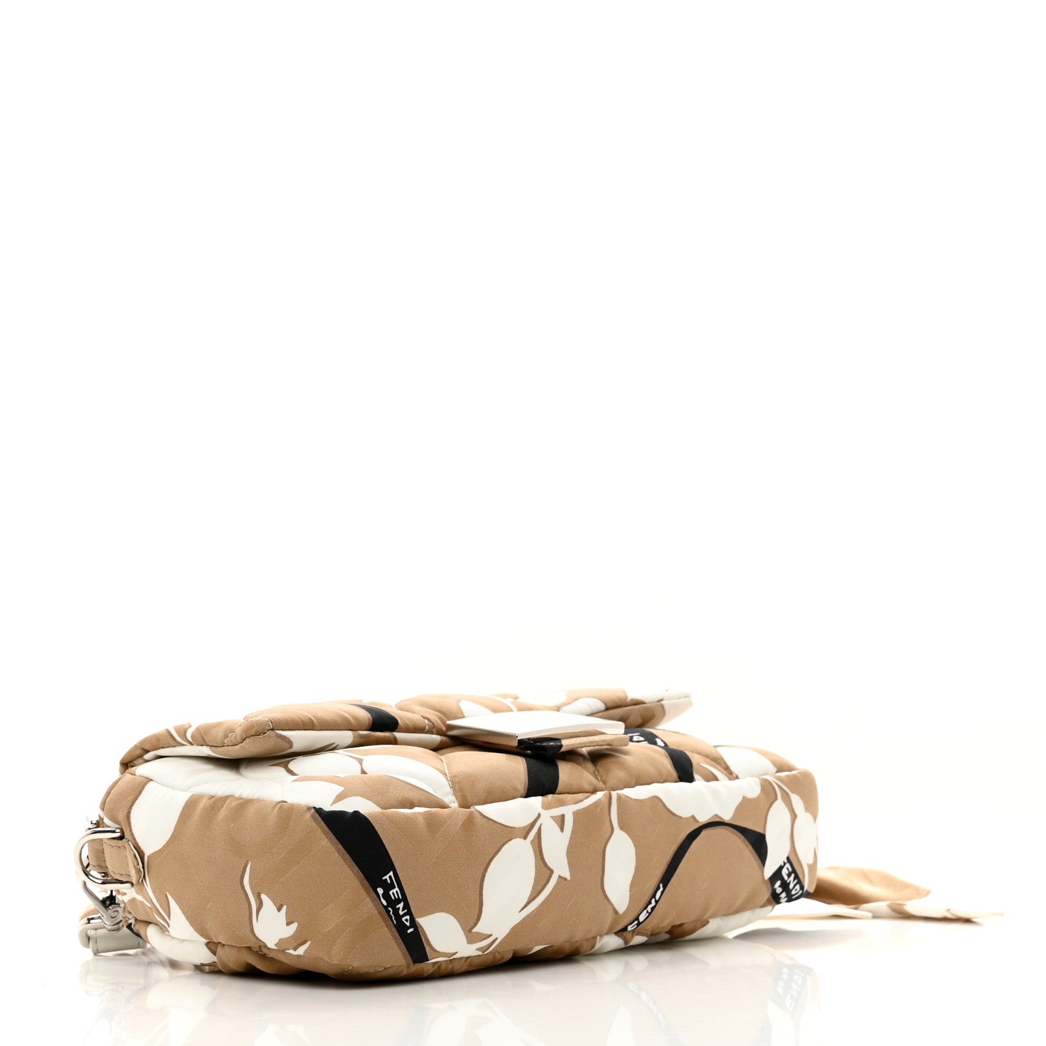 Fendi Seta Logo Rosa Scarf Baguette Beige Amido White 4 of 9