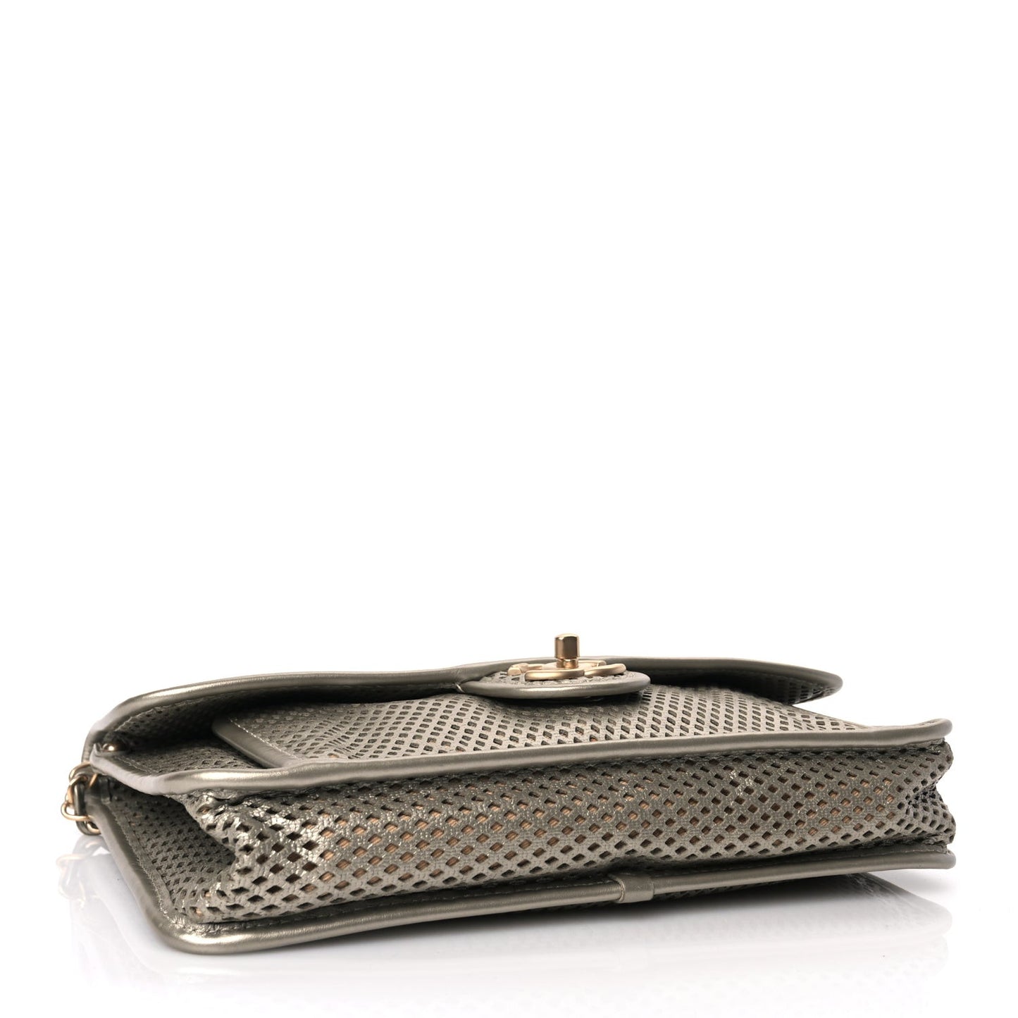 Perforated Calfskin Large Up In The Air Flap Light Gold