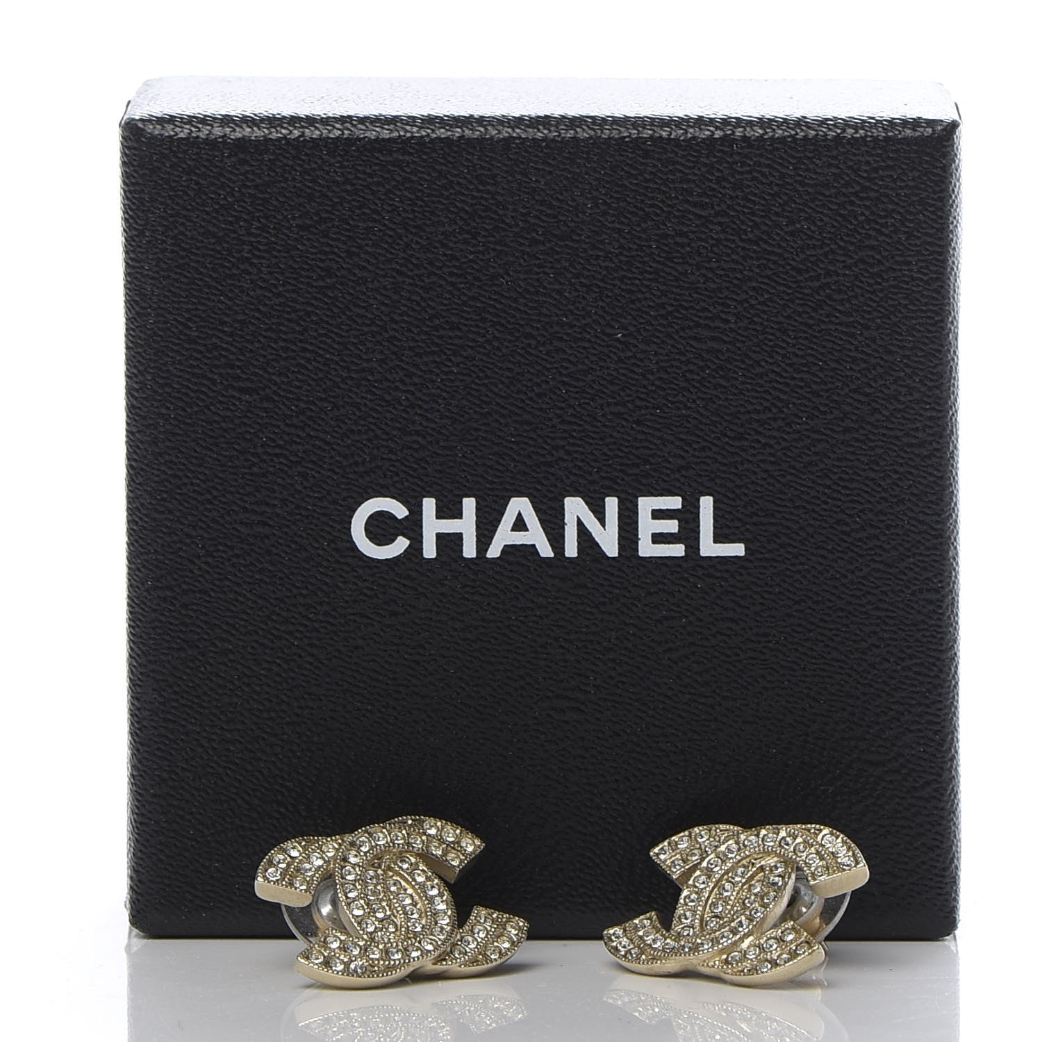 Chanel Crystal CC Earrings Gold 8 of 8