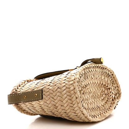 Chloe Raffia Small Grain Calfskin Small Marcie Basket Shoulder Bag Pottery Green 4 of 7