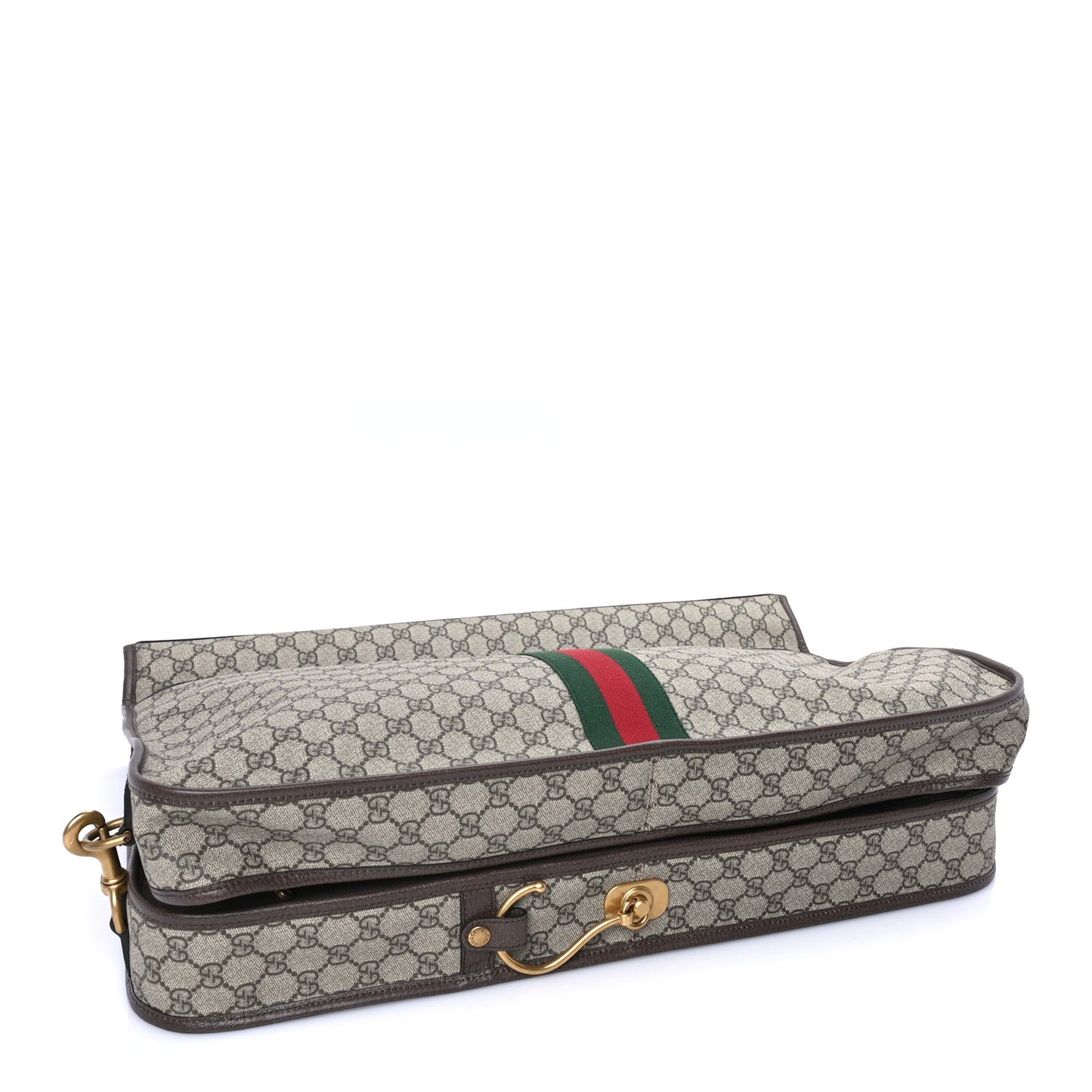 GG Supreme Monogram Textured Dollar Calfskin Web Ophidia Savoy Garment Bag Beige Ebony New Acero