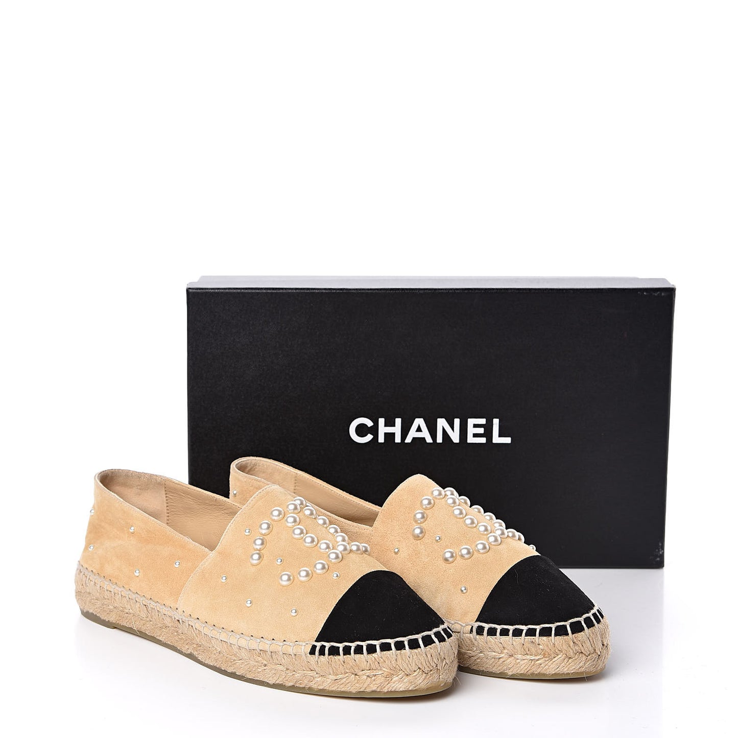 Suede Pearl CC Espadrilles 38 Beige Black