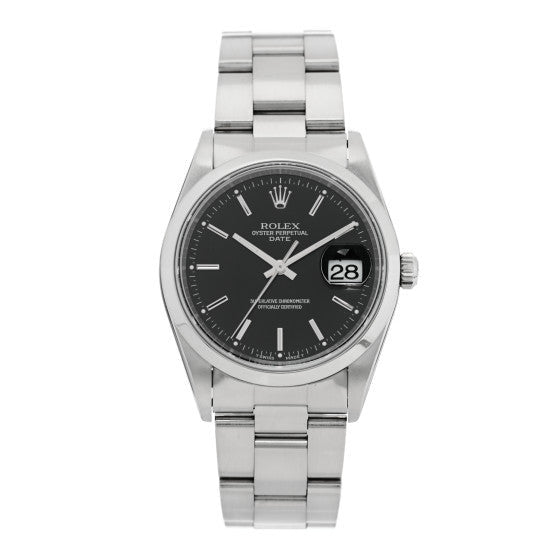 Rolex Stainless Steel 34mm Oyster Perpetual Date Watch Black 15200 1 of 1