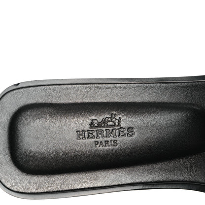 Hermes Calfskin Astrologie Bandana Oran Sandals 38 Black White 7 of 9