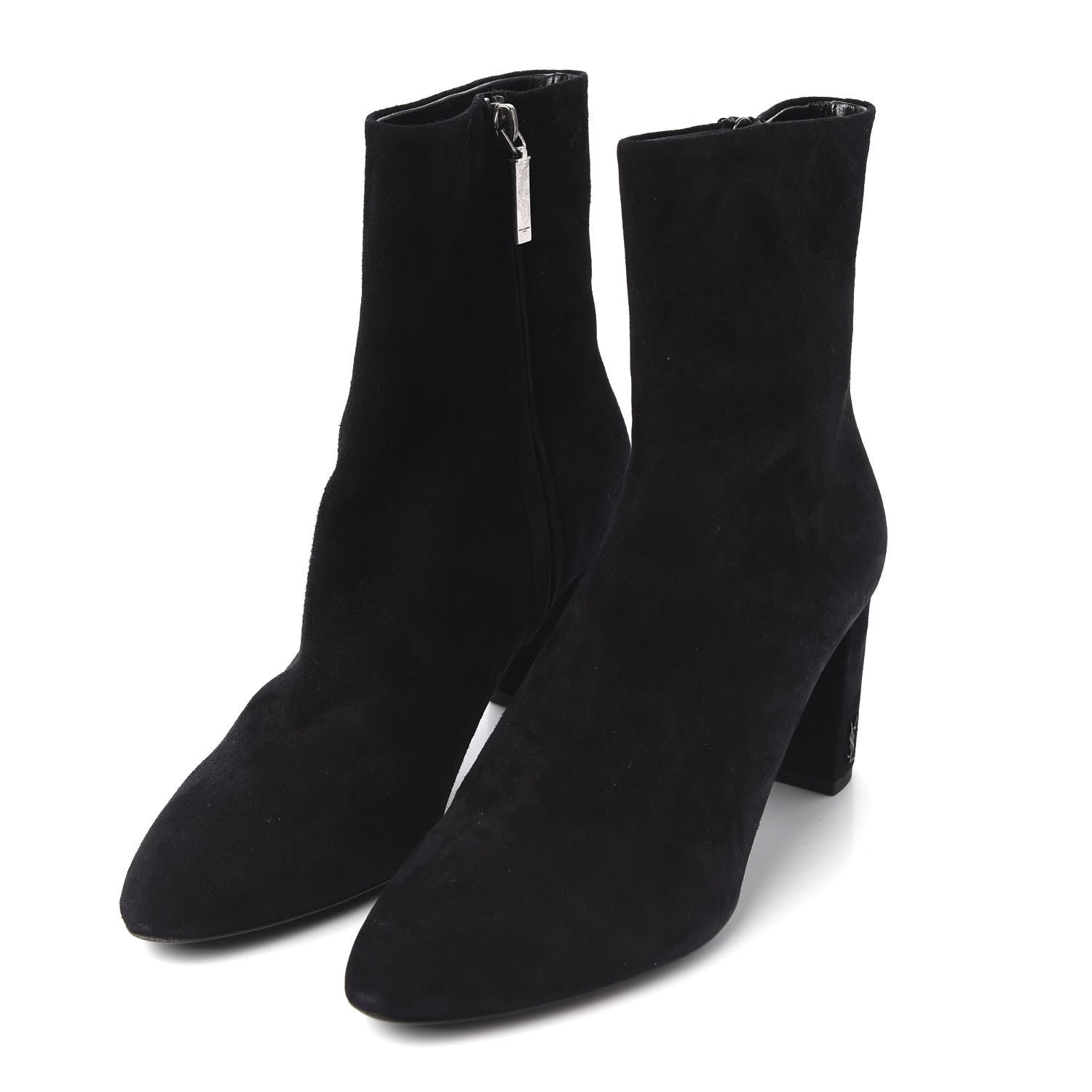 Saint Laurent Suede Loulou 95 Ankle Zip Boot 38.5 Black 3 of 9