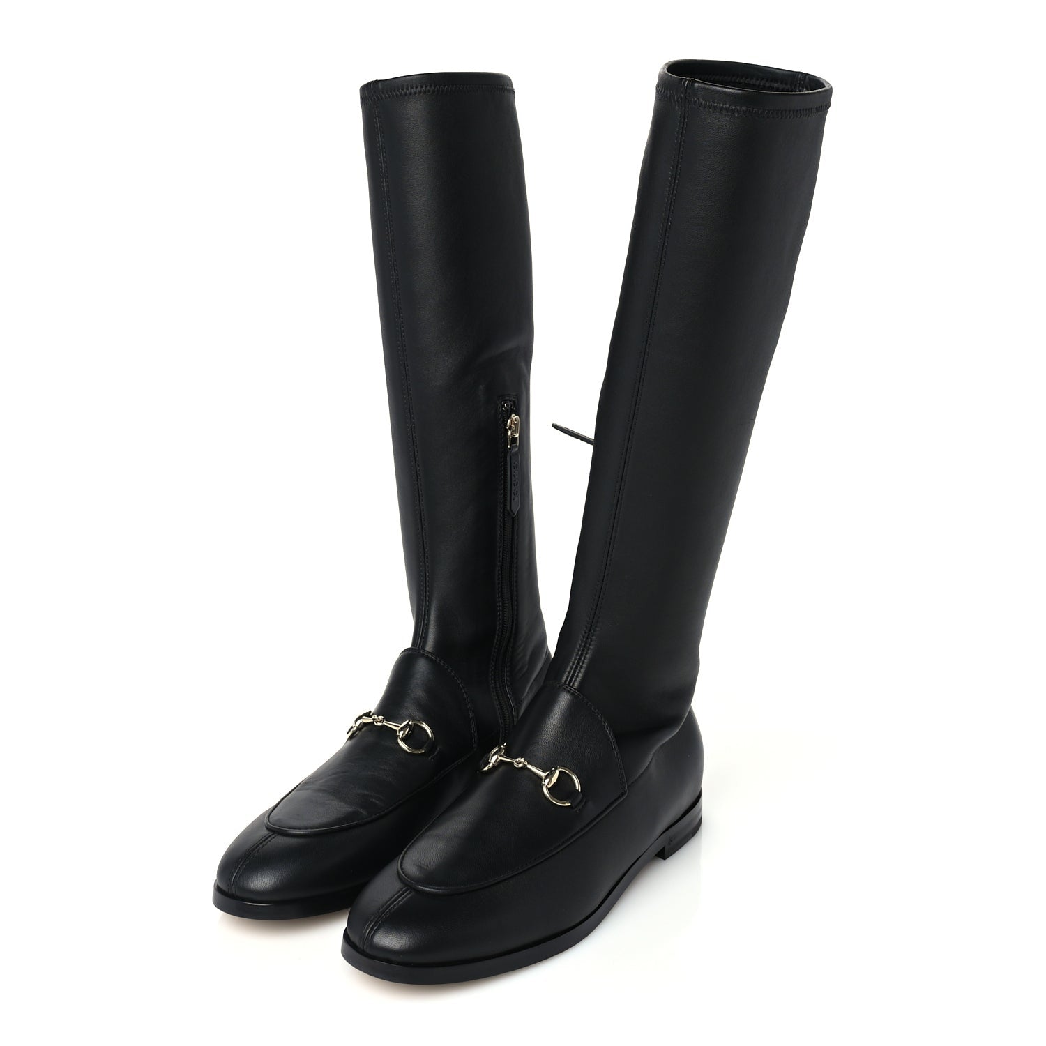 Gucci Nappa Horsebit Jordan Knee High Boots 37 Black 2 of 6