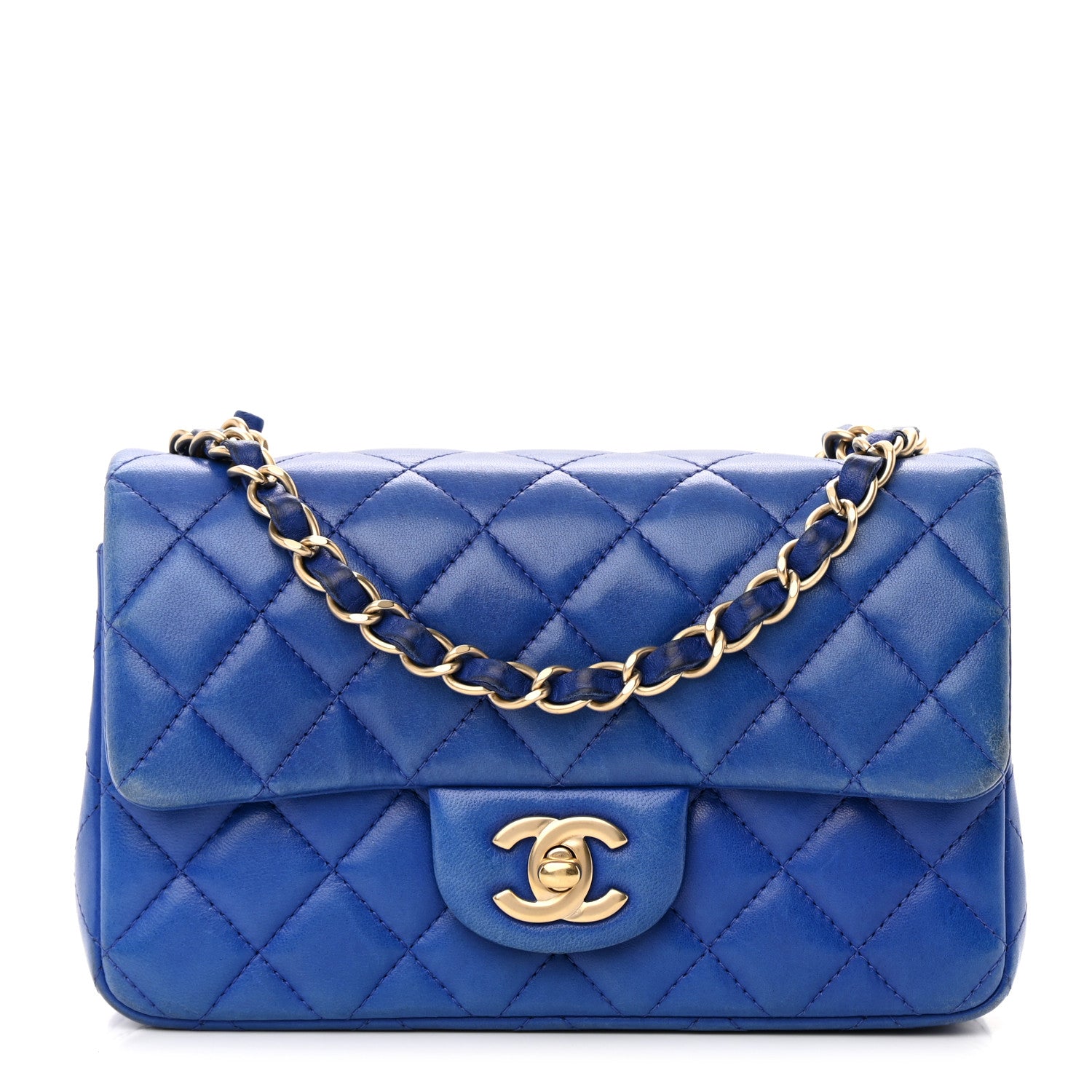 Chanel Lambskin Quilted Mini Rectangular Flap Blue 1 of 22