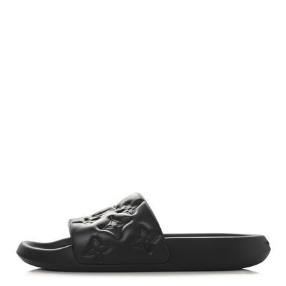 Louis Vuitton Rubber Embossed Monogram Mens Waterfront Mules Black 1 of 7