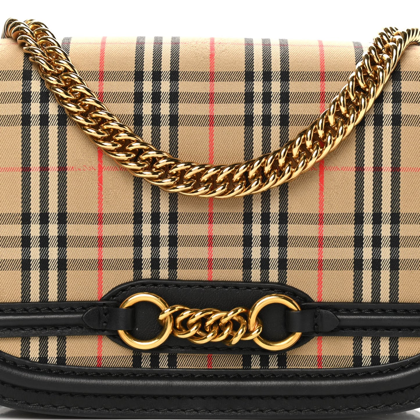 Smooth Calfskin 1983 Knight Check Link Shoulder Bag Black