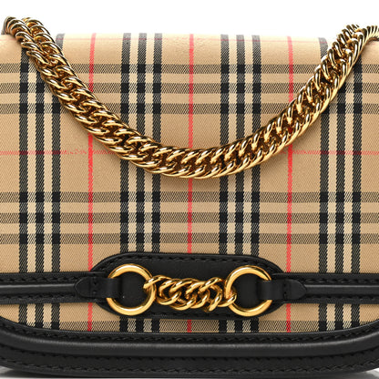 Burberry Smooth Calfskin 1983 Knight Check Link Shoulder Bag Black 8 of 14