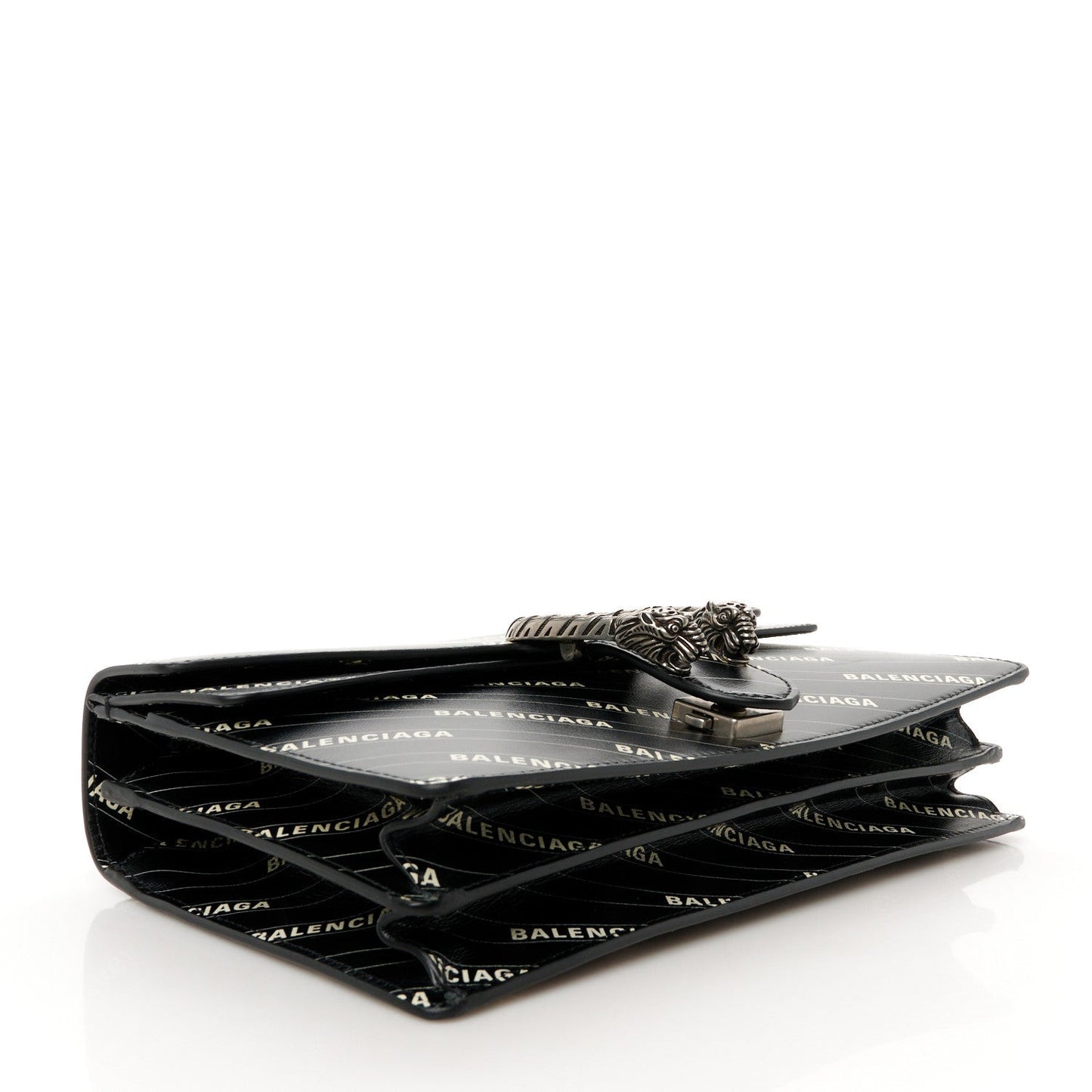 X Calfskin Logo Print Small Dionysus Shoulder Bag Black