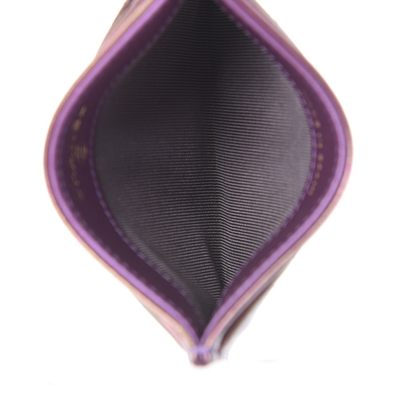 Metallic Lambskin Quilted Card Holder Purple