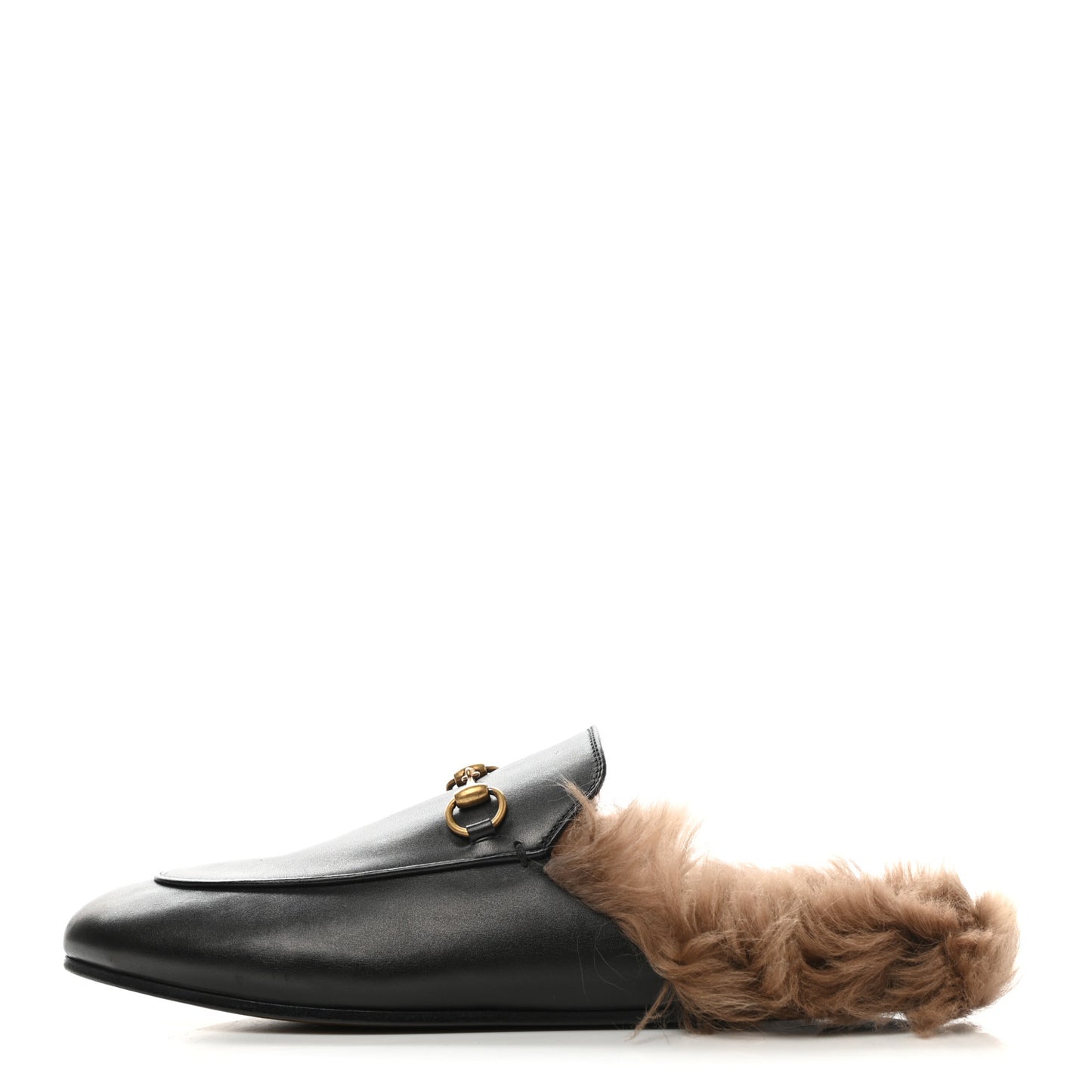 Calfskin Fur Womens Princetown Slippers 40 Black
