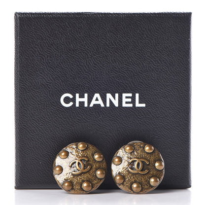 Chanel CC Round Clip On Earrings Bronze 5 of 5