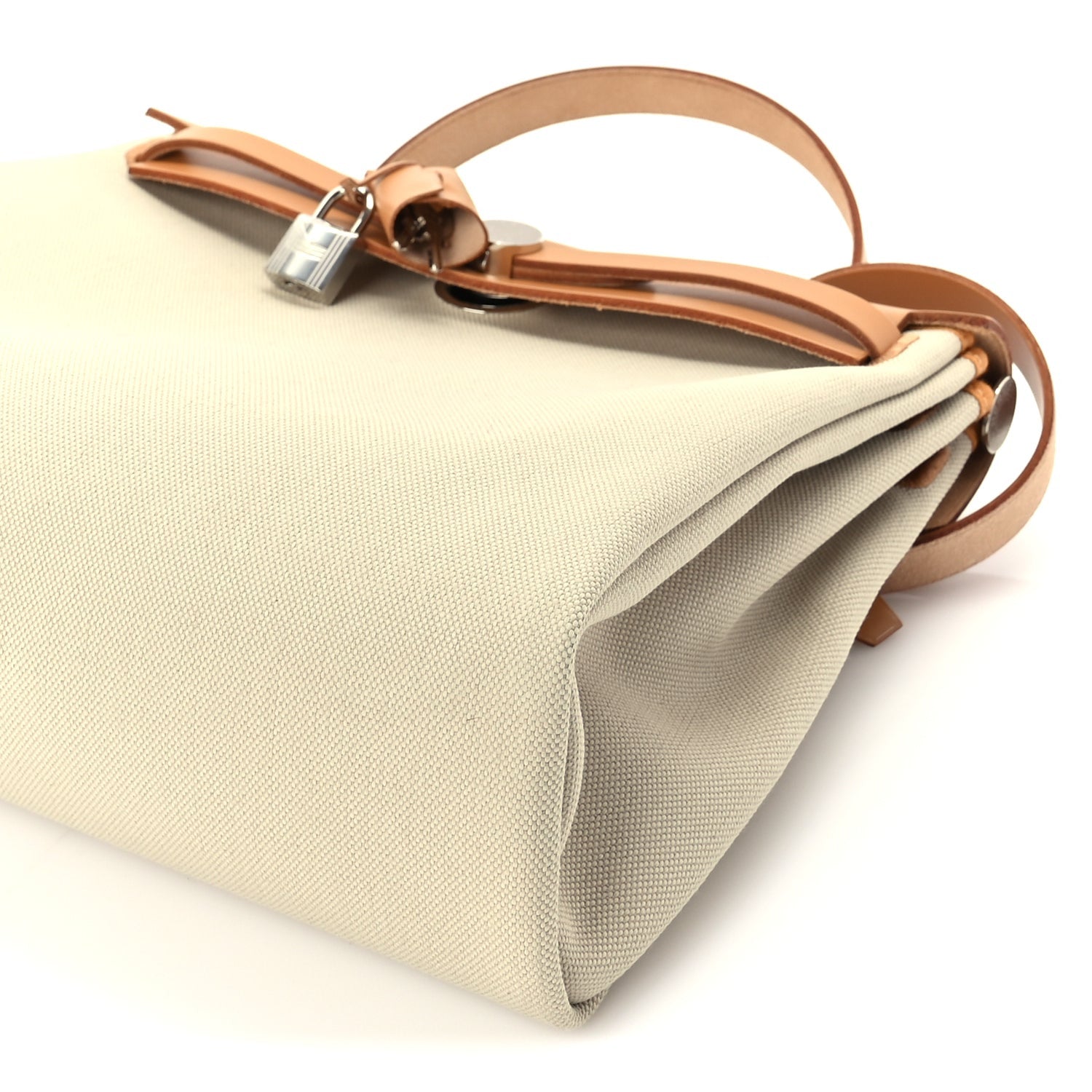 Hermes Military Toile Vache Hunter Herbag Zip Retourne 31 PM Beton Naturel 10 of 11