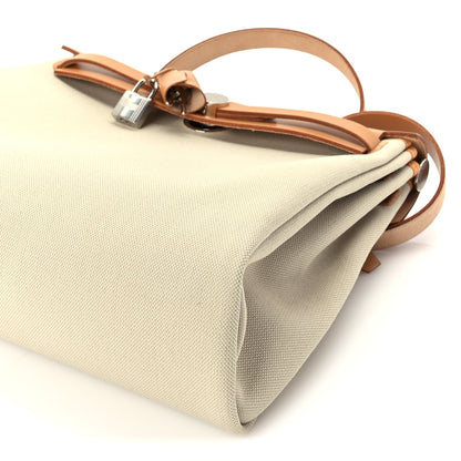 Hermes Military Toile Vache Hunter Herbag Zip Retourne 31 PM Beton Naturel 10 of 11