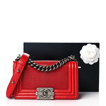 Chanel Galuchat Stingray Small Boy Flap Red 13 of 13