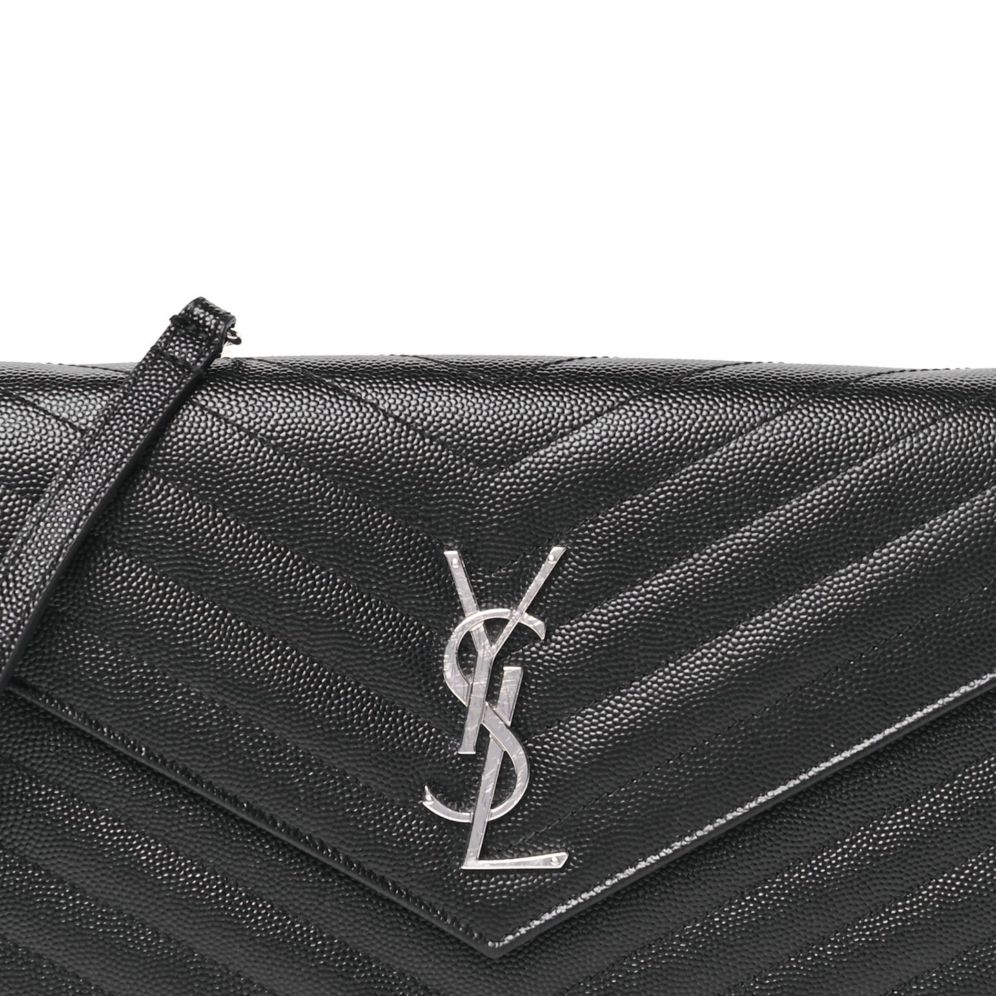 Grain De Poudre Matelasse Chevron Monogram Chain Wallet Black