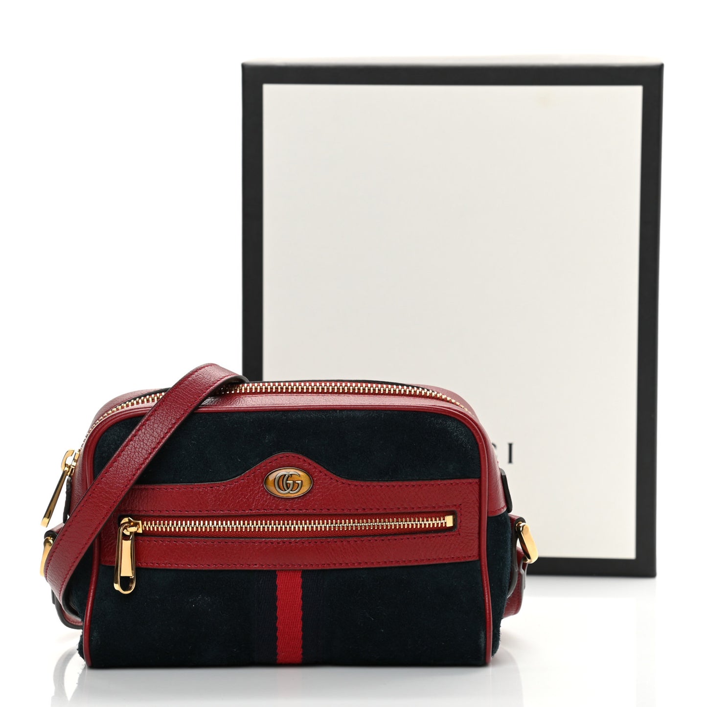 Suede Calfskin Web Mini Ophidia Shoulder Bag New Blue Romantic Cherry