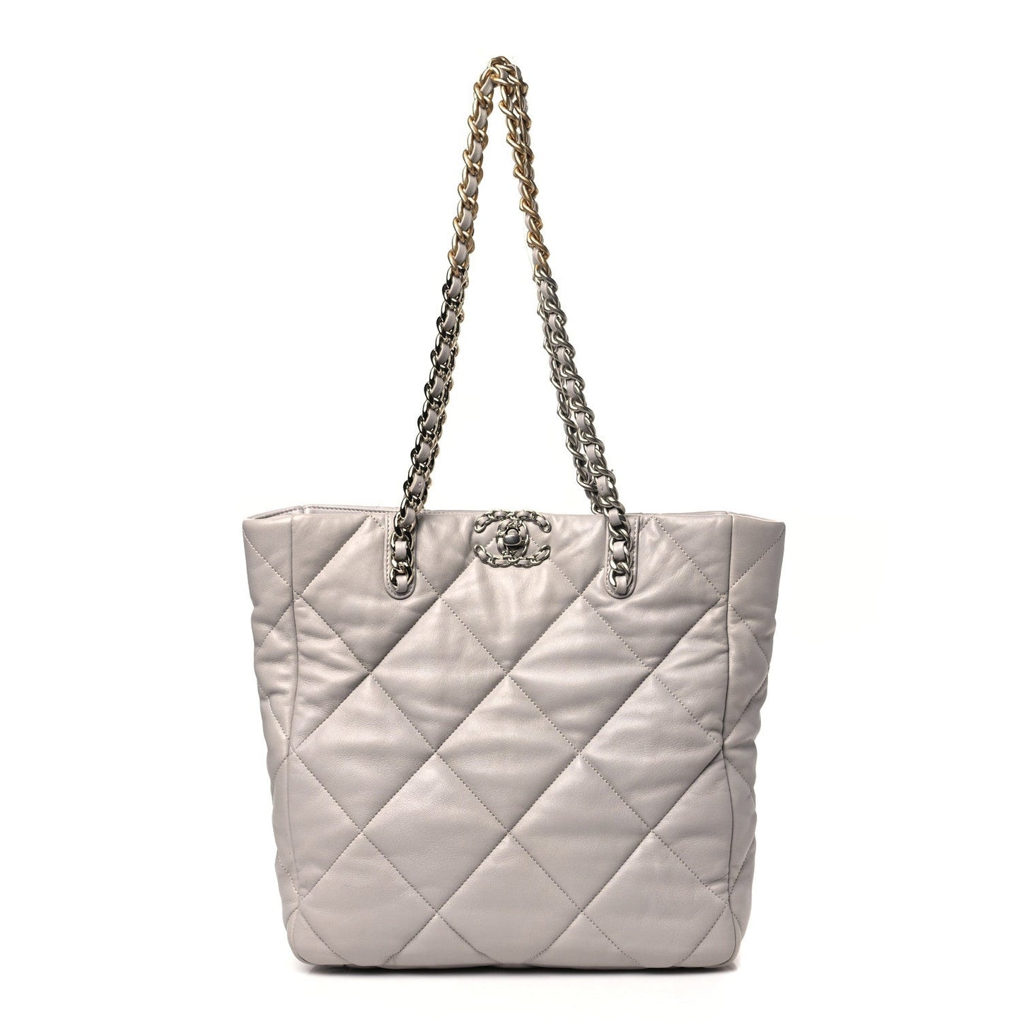 Lambskin Quilted 19 Shopping Bag Grey