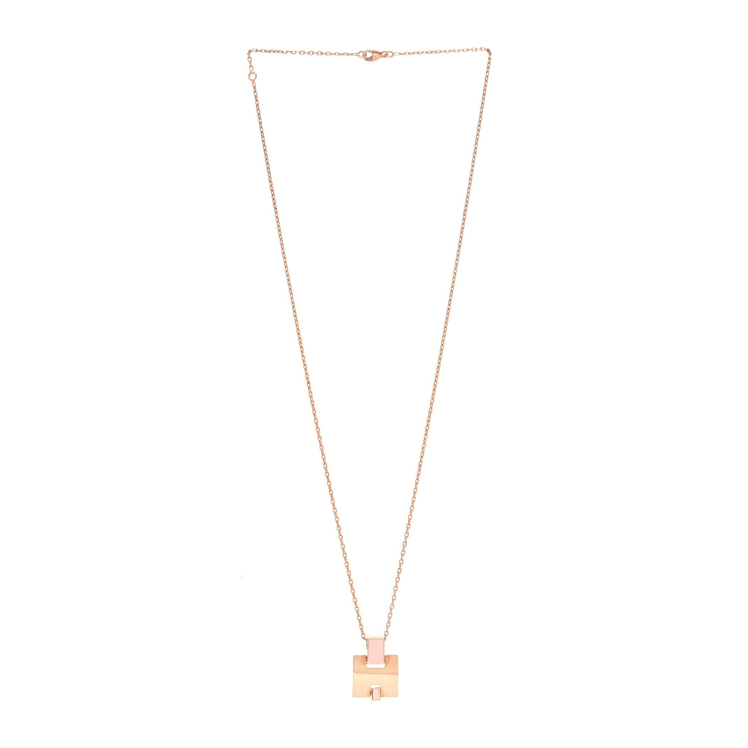 Hermes Rose Gold Plated Lacquered Eileen Pendant Necklace Rose Dragee 3 of 5
