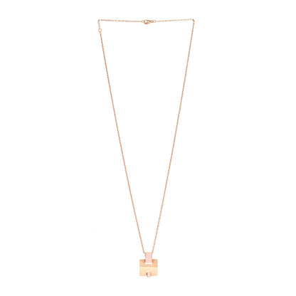 Hermes Rose Gold Plated Lacquered Eileen Pendant Necklace Rose Dragee 3 of 5