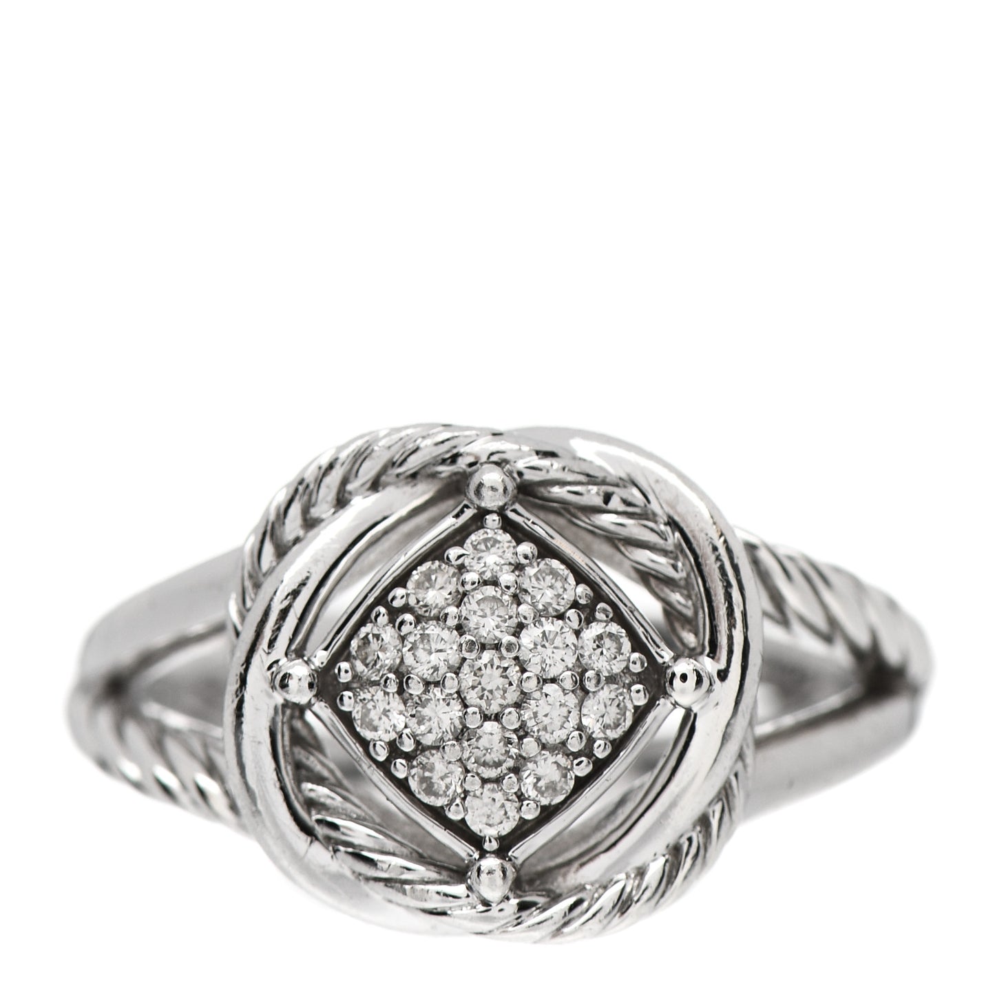 Sterling Silver Diamond Pave 7mm Infinity Ring 52 6