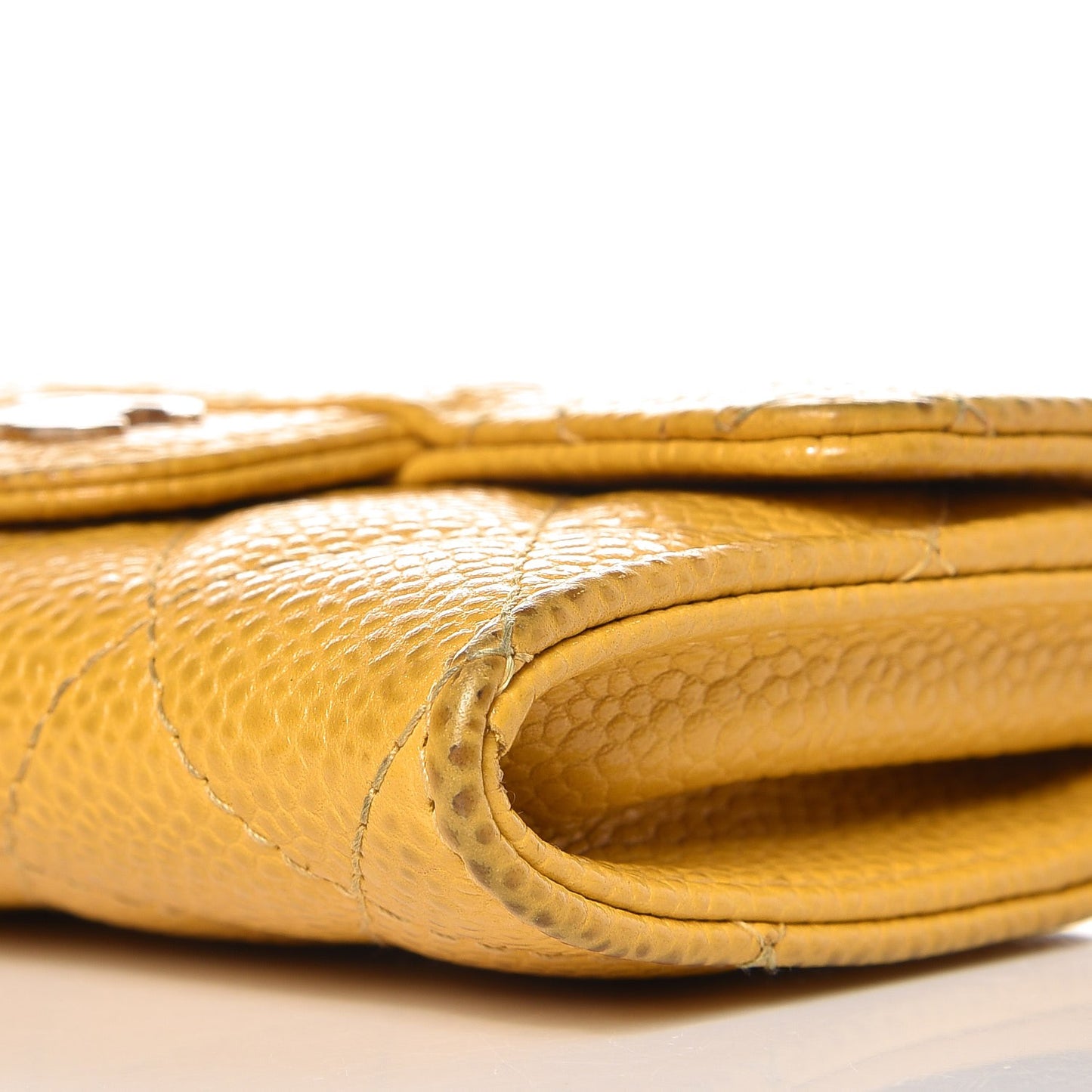 Caviar Quilted Flap Card Holder Yellow