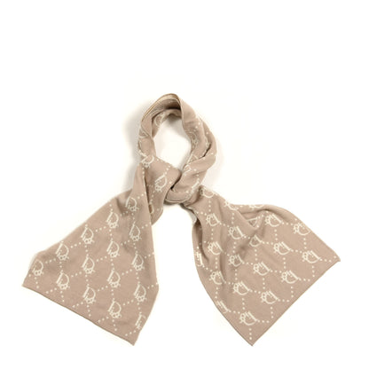 Christian Dior Wool Logo Scarf Beige White 1 of 3