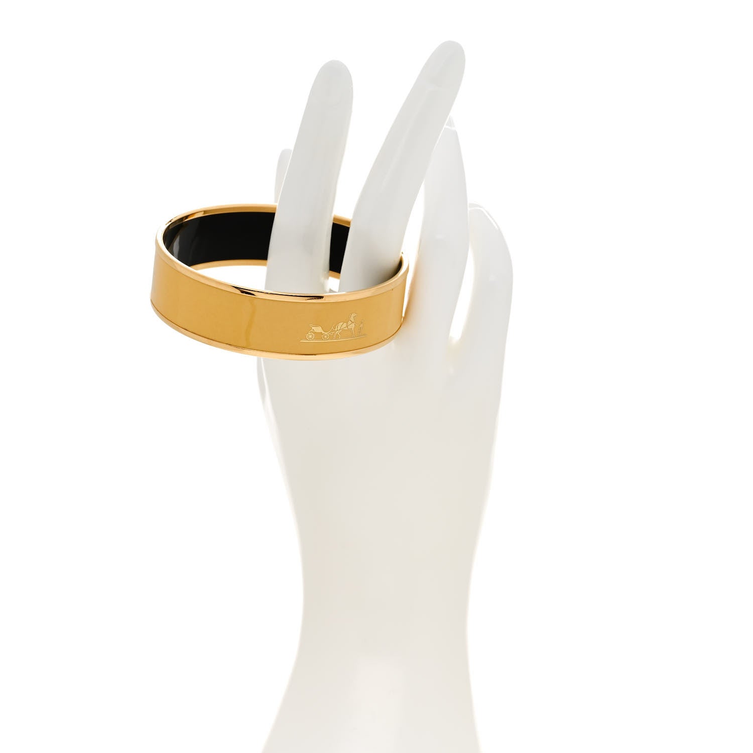 Hermes Enamel Printed Caleche Wide Bracelet 70 Jaune De Mars 2 of 6