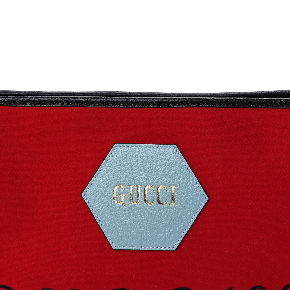 Gucci Felt Calfskin Script Logo Gucci 100 Pouch Bright Hibiscus Black Azure 6 of 8