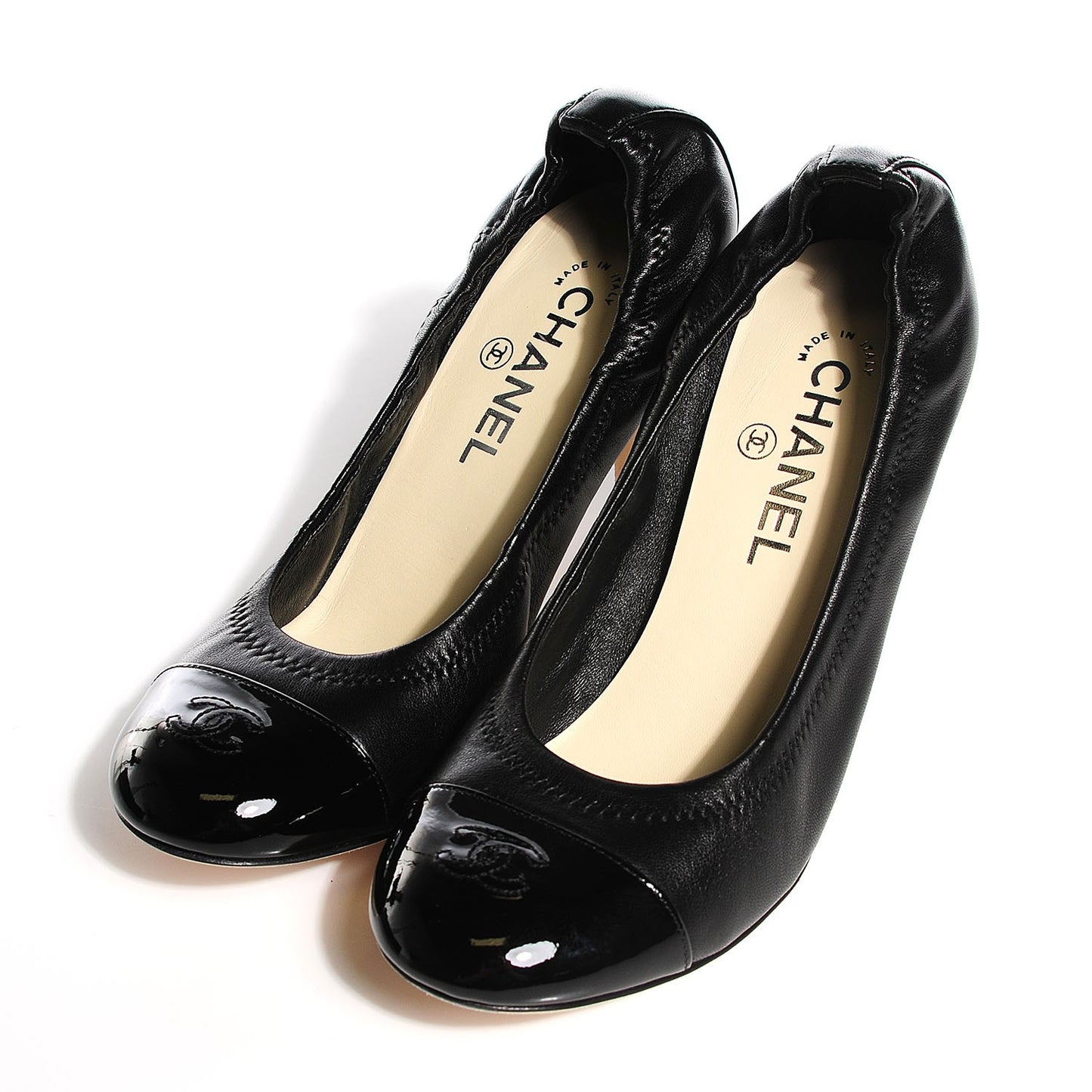 Lambskin Patent CC Elastic Pumps 39 Black