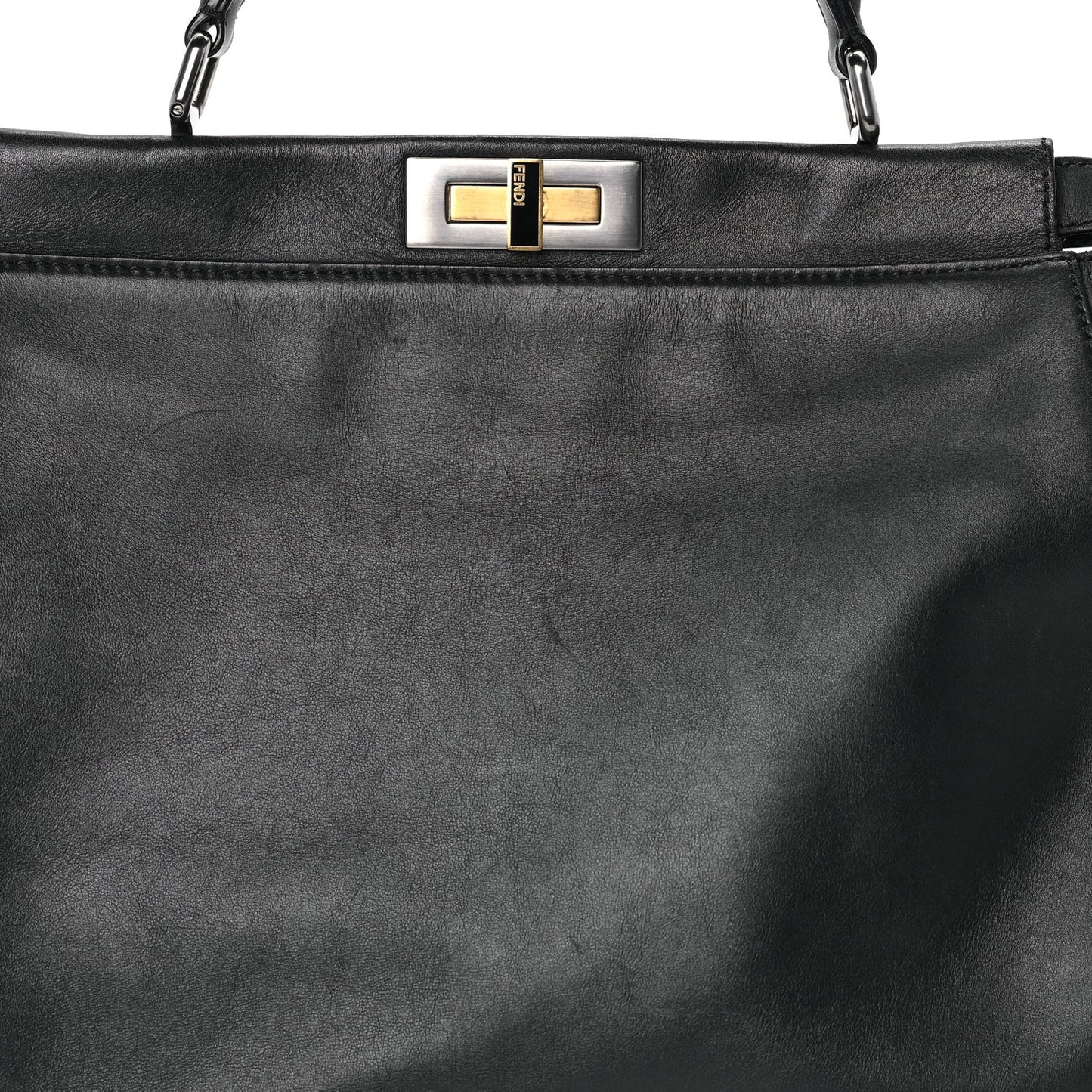 Vitello Seta Shiny Nappa Large Peekaboo Iconic Satchel Black