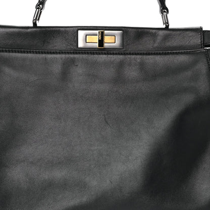 Fendi Vitello Seta Shiny Nappa Large Peekaboo Iconic Satchel Black 6 of 7