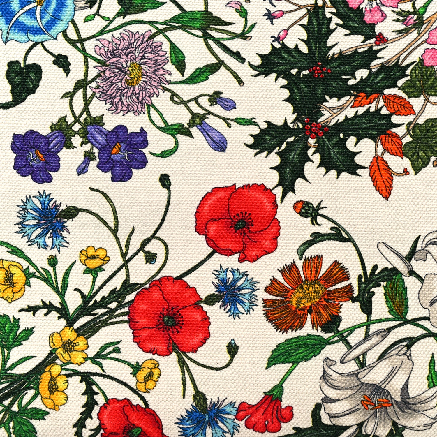 Gucci Canvas Large Flora Tote Navy Multicolor 9 of 11