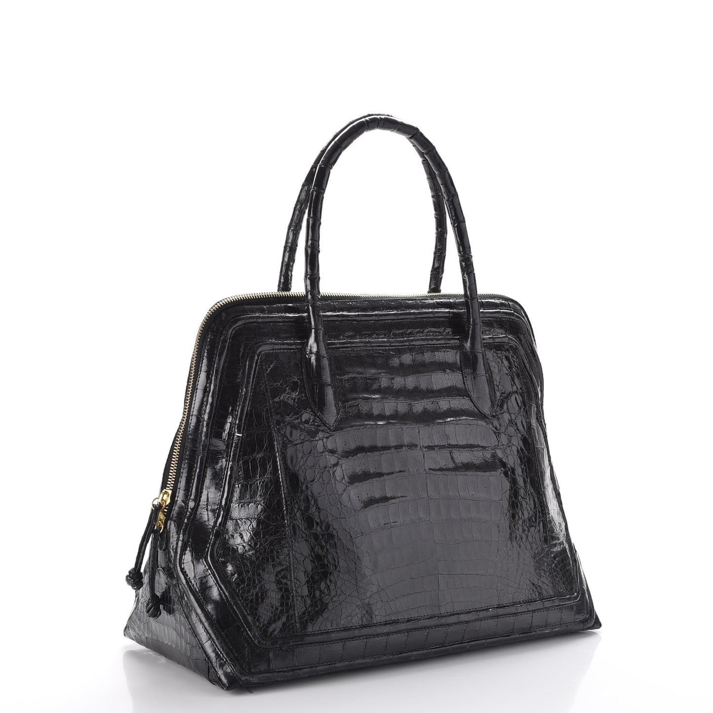 Crocodile Top Handle Tote Black