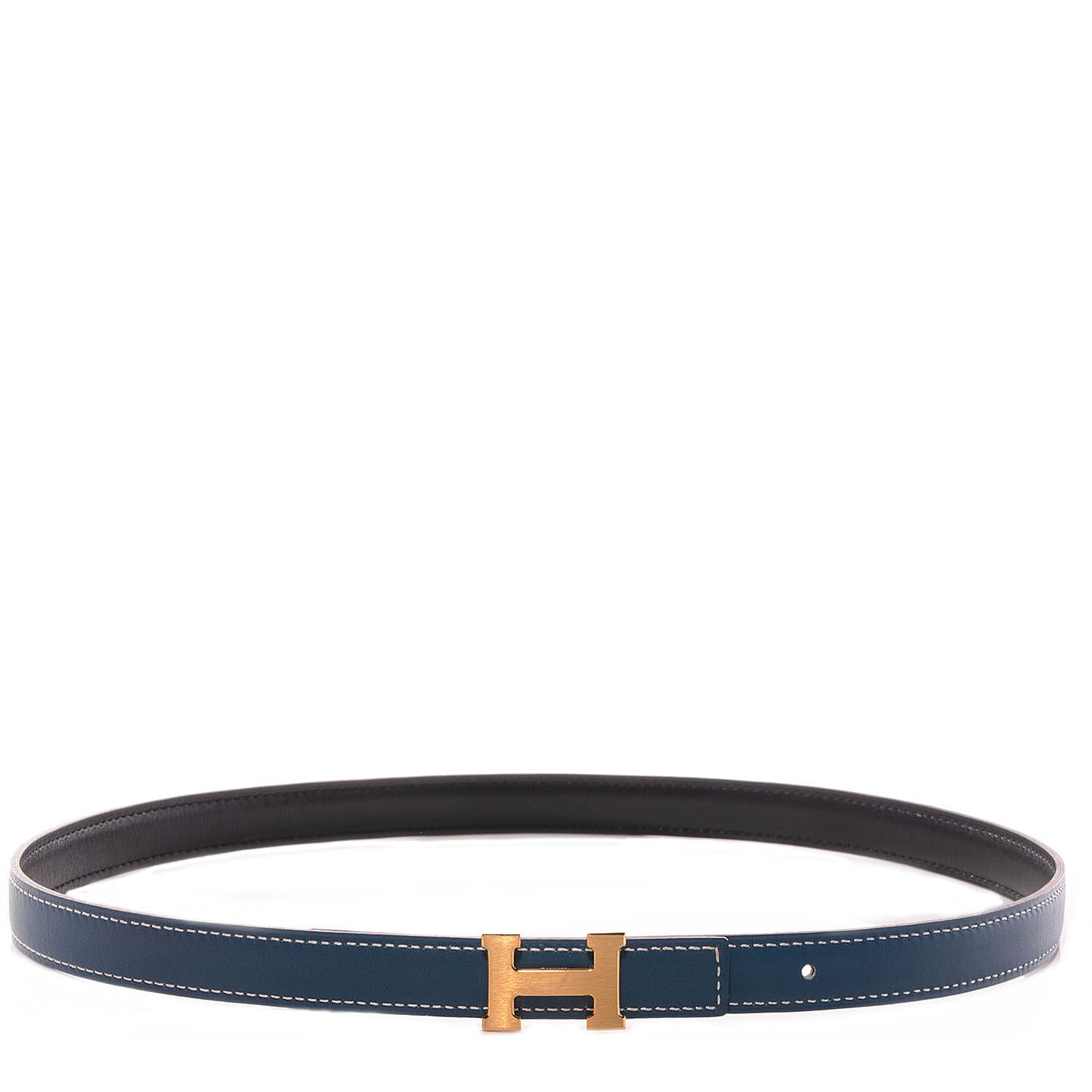Swift Box Reversible Brushed Gold Constance 18mm H Belt 70 Bleu Thalassa Black