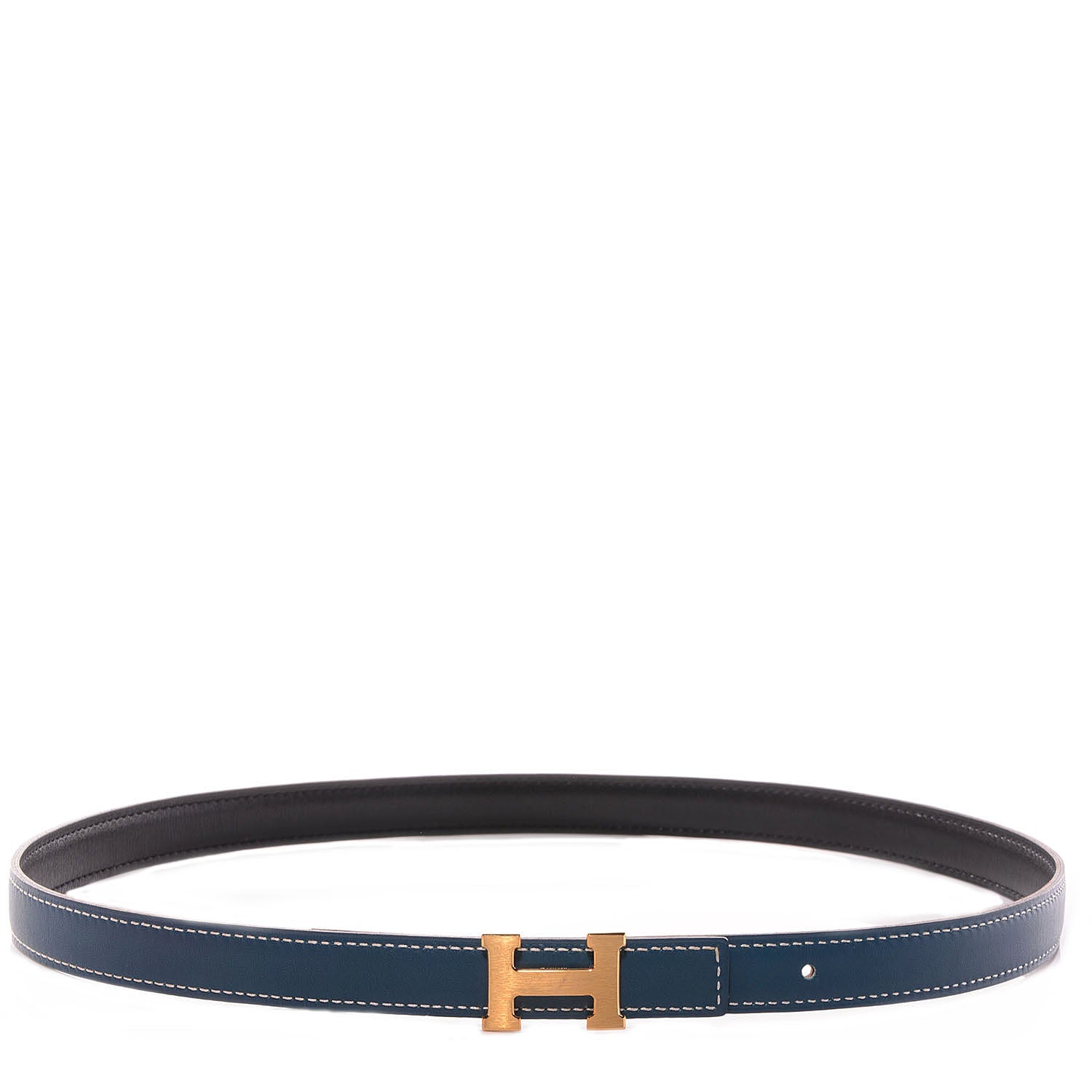 Hermes Swift Box Reversible Brushed Gold Constance 18mm H Belt 70 Bleu Thalassa Black 1 of 6