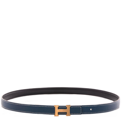 Hermes Swift Box Reversible Brushed Gold Constance 18mm H Belt 70 Bleu Thalassa Black 1 of 6