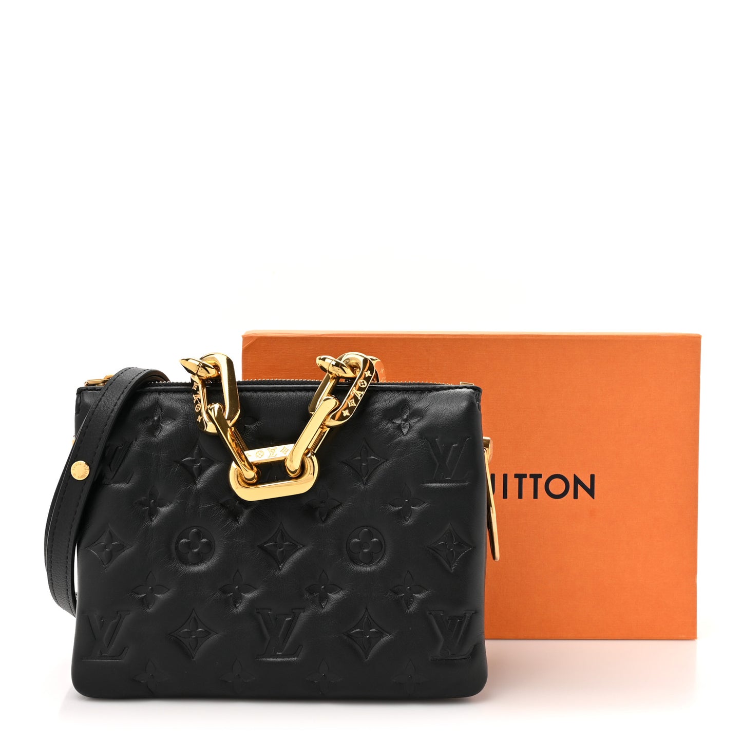 Lambskin Embossed Monogram Coussin BB Black