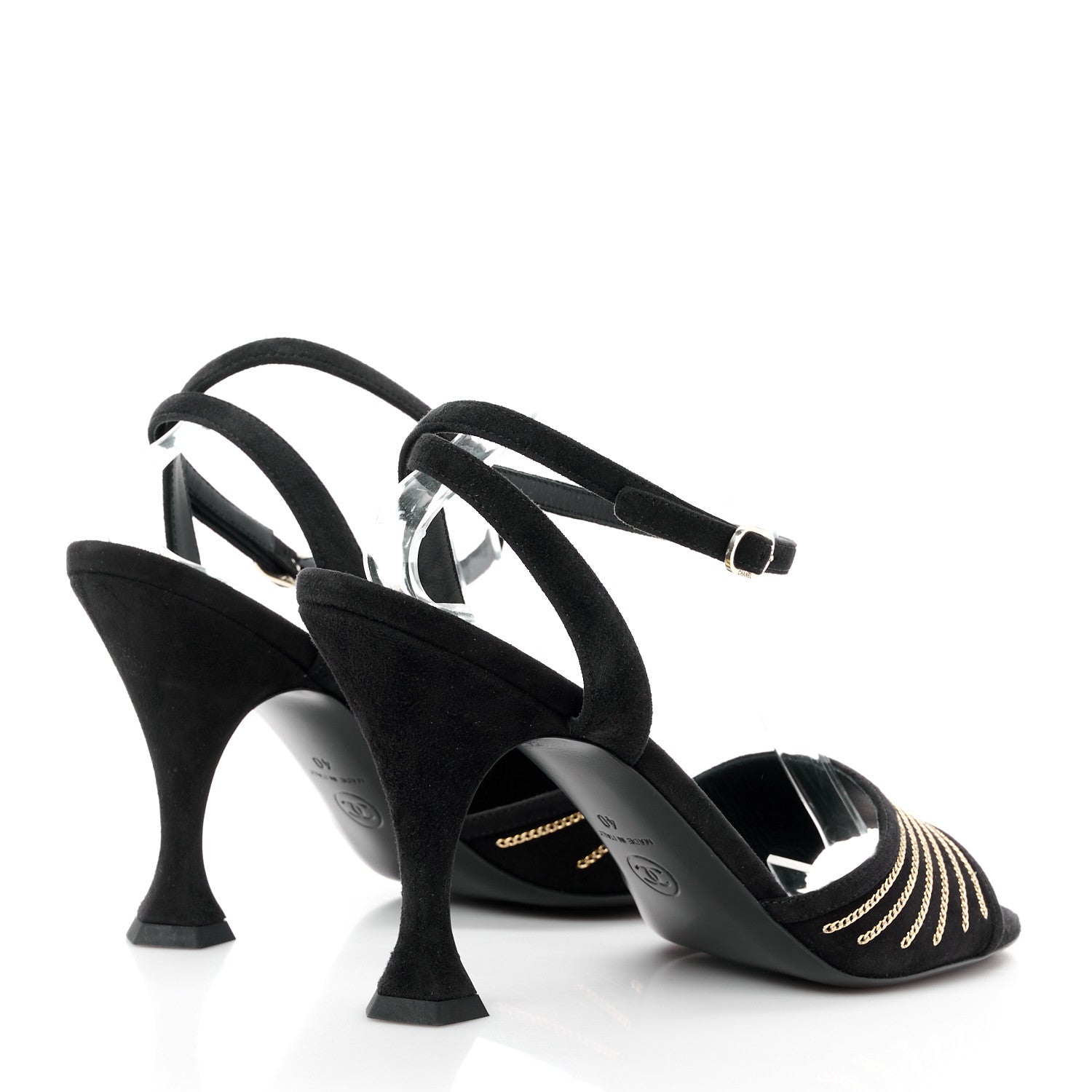 Chanel Suede Kidskin Chain Sandals 40 Black 4 of 9