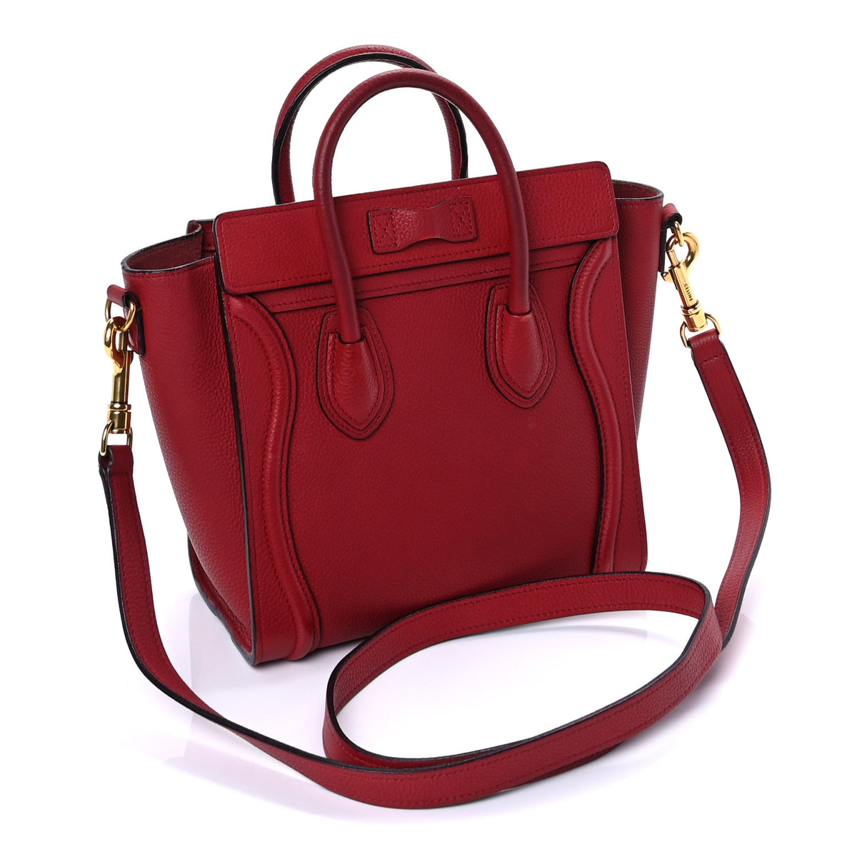 Celine Drummed Calfskin Nano Luggage Merlot 2 of 9