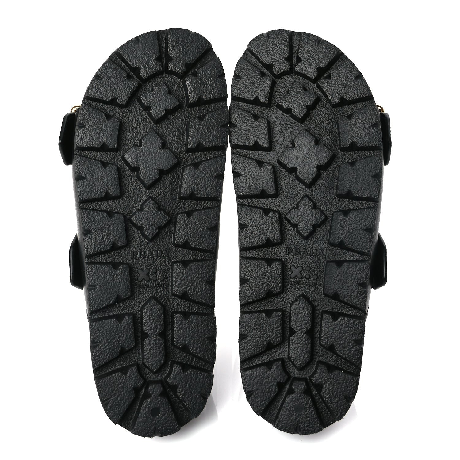 Prada Vitello Sport Metal Triangle Logo Womens Double Buckle 20mm Slide Sandals Black 6 of 9
