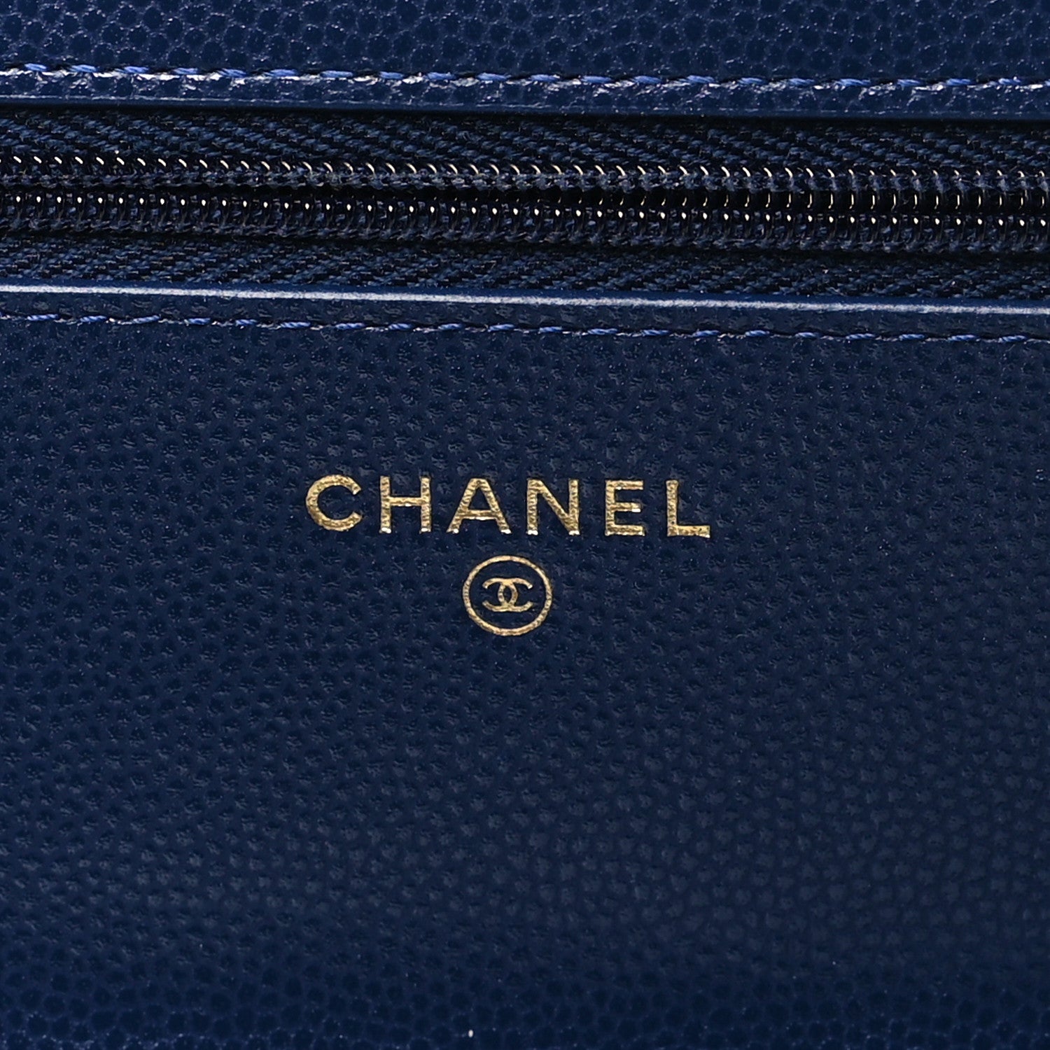 Chanel Caviar Quilted Crystal Enamel CC Wallet On Chain WOC Navy 6 of 12