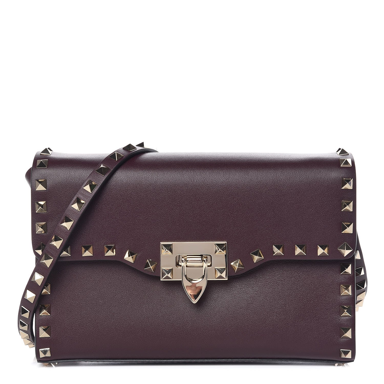 Valentino Garavani Vitello Medium Rockstud Flip Lock Crossbody Bag Rubin 1 of 8