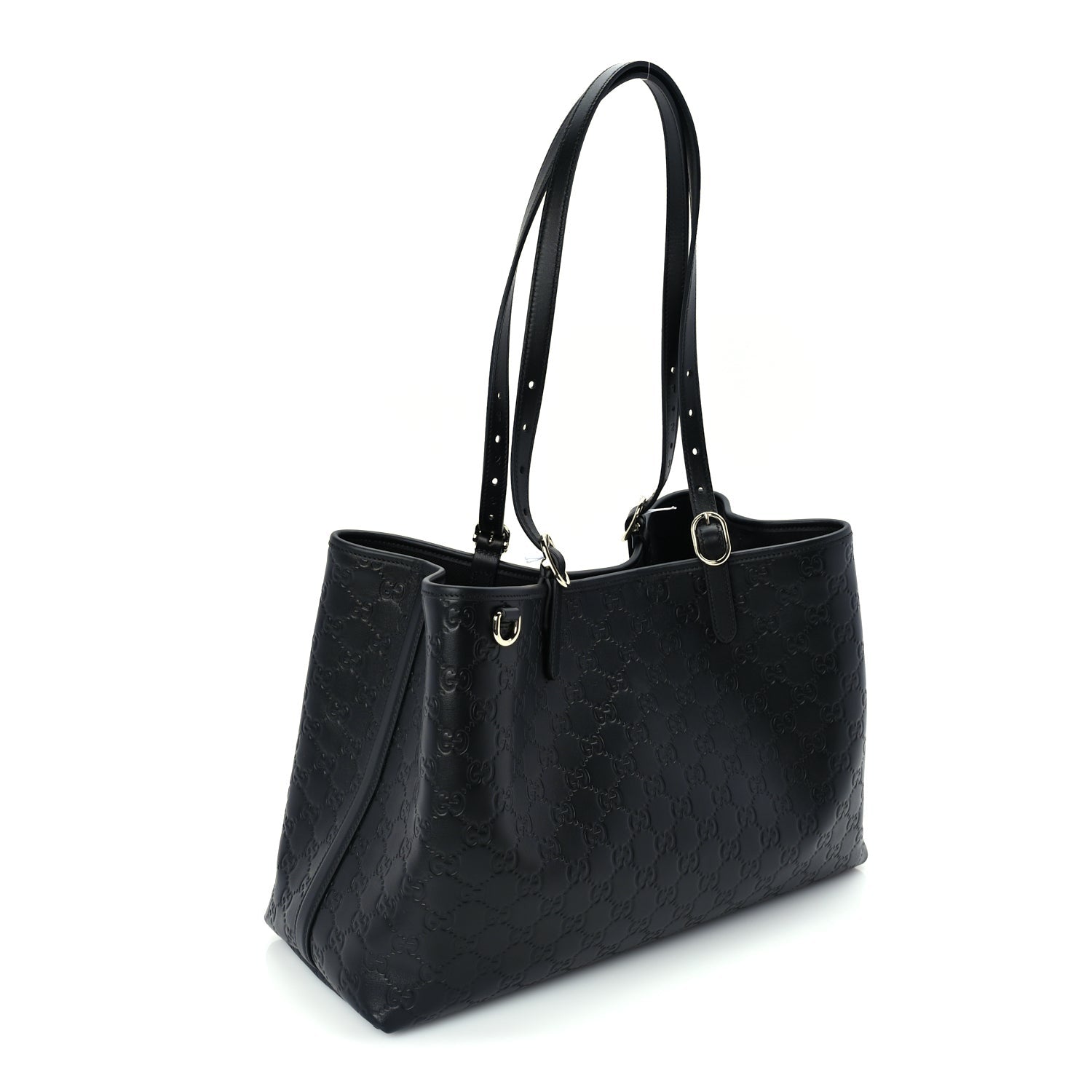 Gucci Calfskin GG Monogram Emblem Large Tote Bag  Black 2 of 8