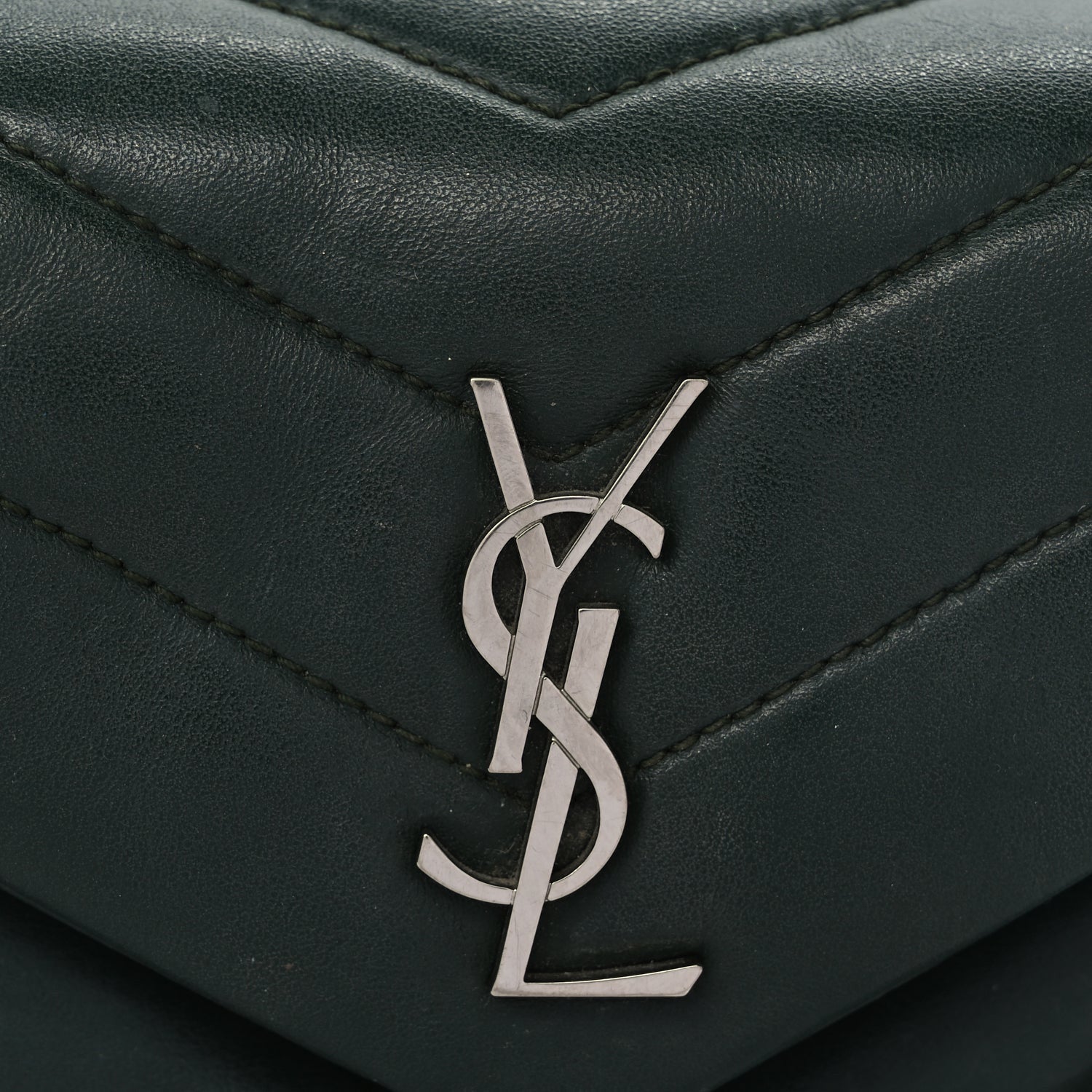 Saint Laurent Calfskin Y Quilted Monogram Toy Loulou Crossbody Bag Deep Green 6 of 8