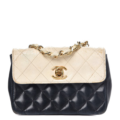 Chanel Lambskin Quilted Bicolor Extra Mini Flap Navy White 1 of 16